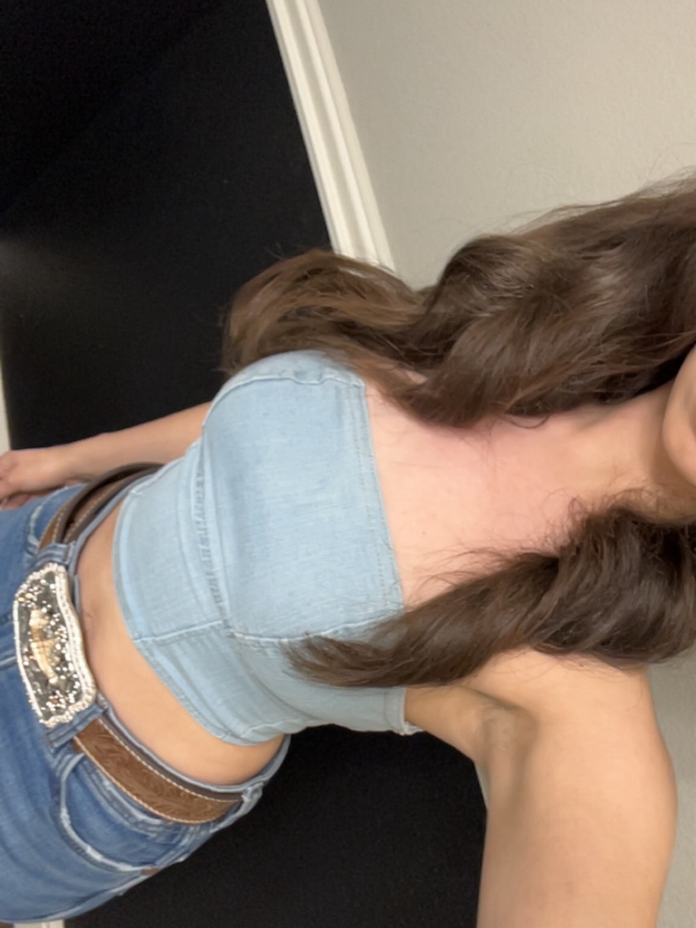 Bershka Light Blue Denim Strapless Bustier Top